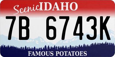 ID license plate 7B6743K