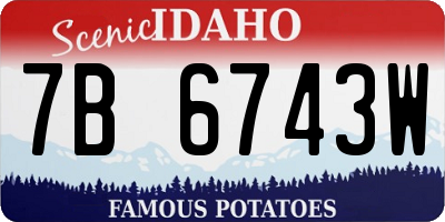 ID license plate 7B6743W