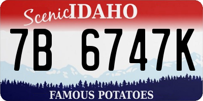 ID license plate 7B6747K