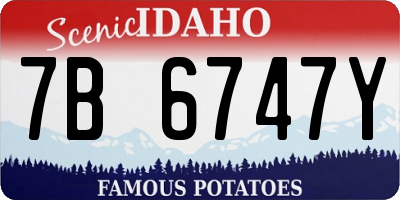 ID license plate 7B6747Y