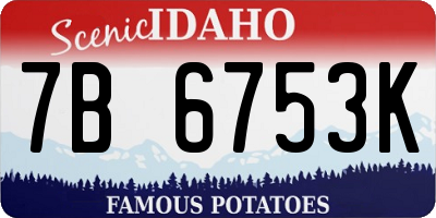 ID license plate 7B6753K
