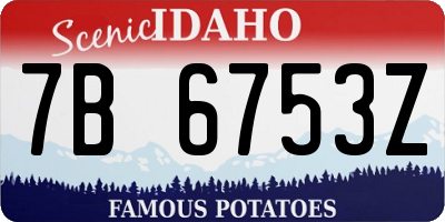 ID license plate 7B6753Z