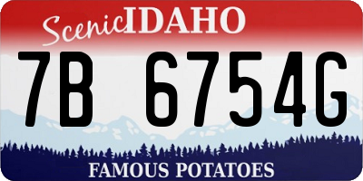 ID license plate 7B6754G