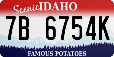 ID license plate 7B6754K