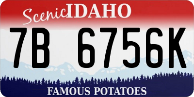 ID license plate 7B6756K