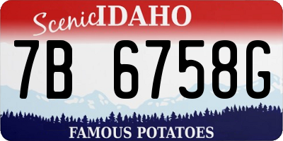 ID license plate 7B6758G
