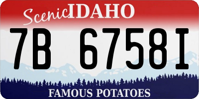 ID license plate 7B6758I