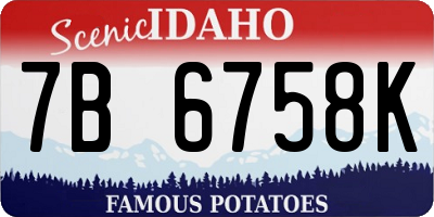 ID license plate 7B6758K