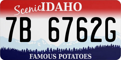 ID license plate 7B6762G