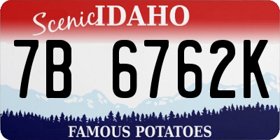 ID license plate 7B6762K