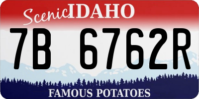 ID license plate 7B6762R