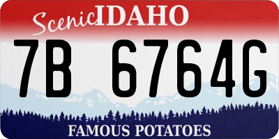 ID license plate 7B6764G
