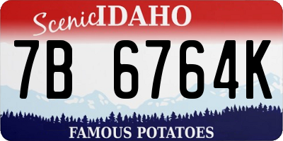 ID license plate 7B6764K
