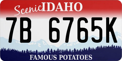 ID license plate 7B6765K