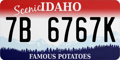ID license plate 7B6767K