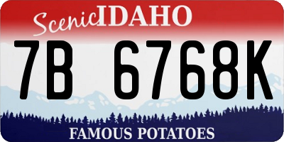 ID license plate 7B6768K