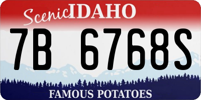 ID license plate 7B6768S