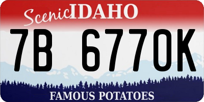 ID license plate 7B6770K