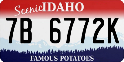 ID license plate 7B6772K