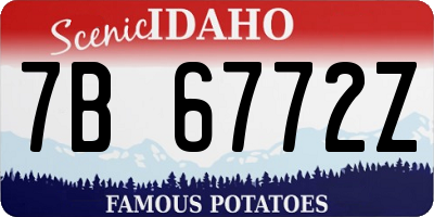 ID license plate 7B6772Z