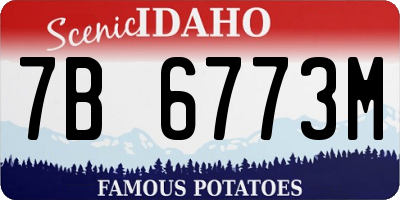 ID license plate 7B6773M