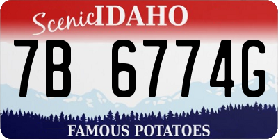 ID license plate 7B6774G
