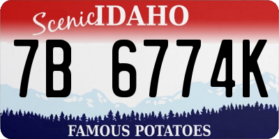 ID license plate 7B6774K