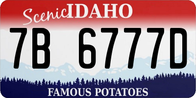 ID license plate 7B6777D