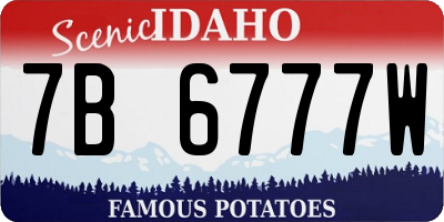 ID license plate 7B6777W