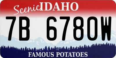ID license plate 7B6780W