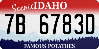 ID license plate 7B6783D