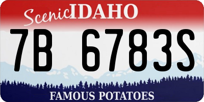 ID license plate 7B6783S