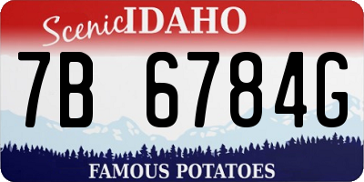 ID license plate 7B6784G