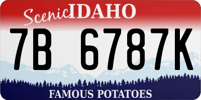 ID license plate 7B6787K