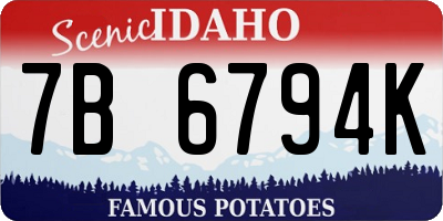 ID license plate 7B6794K