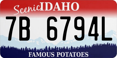 ID license plate 7B6794L