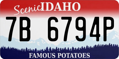 ID license plate 7B6794P