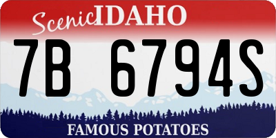 ID license plate 7B6794S