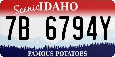 ID license plate 7B6794Y