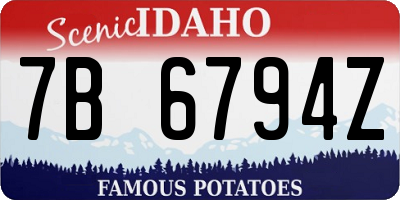 ID license plate 7B6794Z