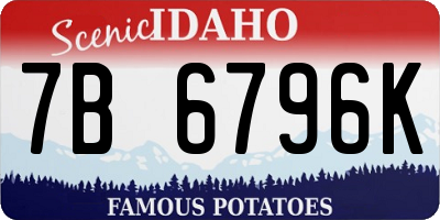 ID license plate 7B6796K