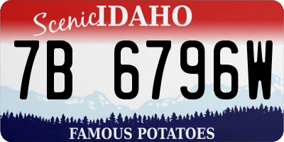 ID license plate 7B6796W
