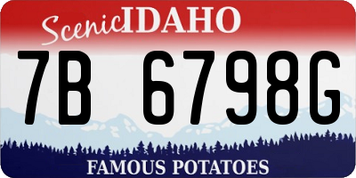 ID license plate 7B6798G
