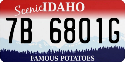 ID license plate 7B6801G