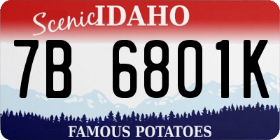 ID license plate 7B6801K