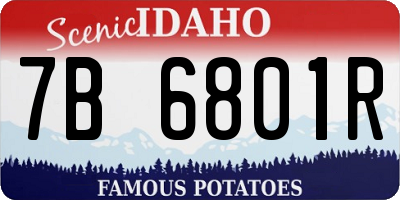 ID license plate 7B6801R
