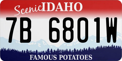 ID license plate 7B6801W