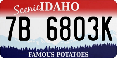 ID license plate 7B6803K