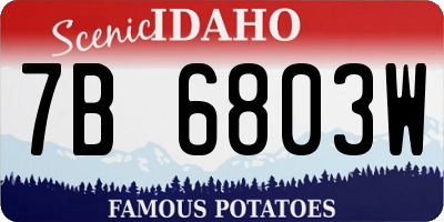 ID license plate 7B6803W