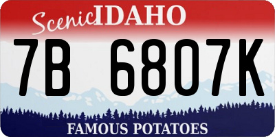 ID license plate 7B6807K